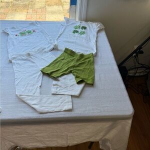 Gymboree White and Green Pajama Sets for Cozy Comfort